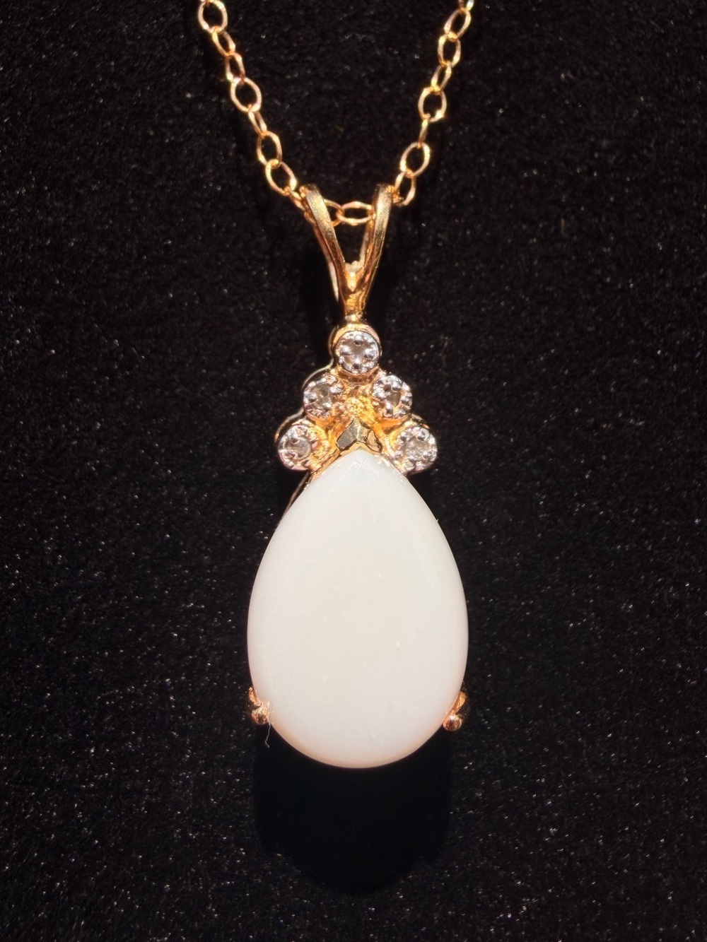 6 CTW White Opal Diamond 18K Gold Over Sterling Silver Necklace 18”